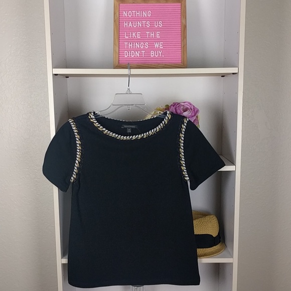 Banana Republic Tops - Banana Republic Black Rope Trim Top SZXS